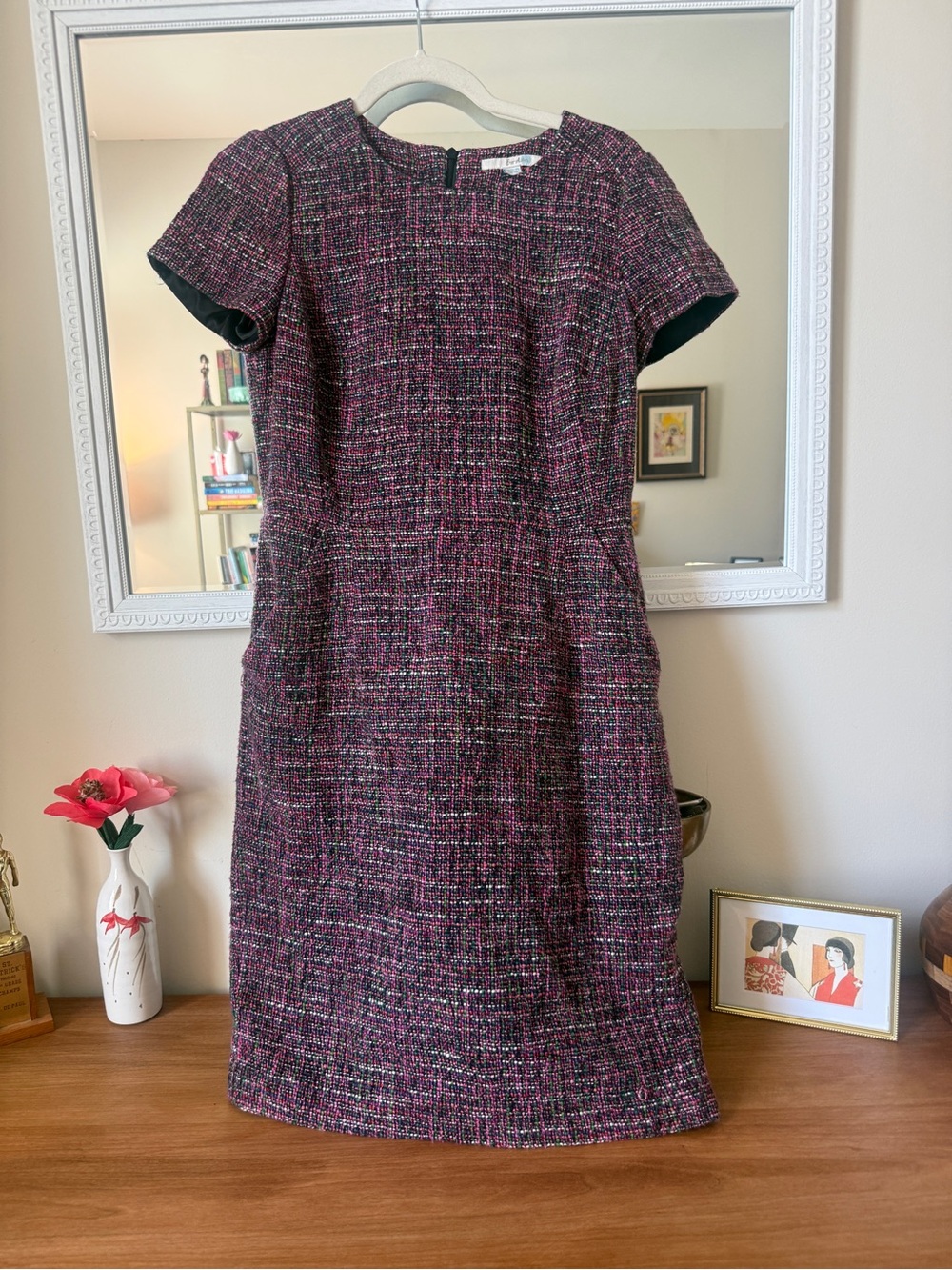 Boden Multicolor Tweed Shift Dress | Size 8 | Pockets | Lined